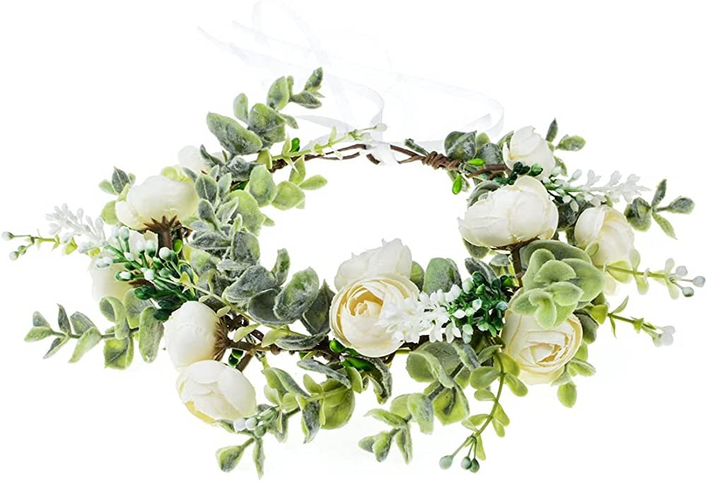 Vividsun Wedding Bridal Green Leaf Flower Crown Eucalyptus Floral Crown Maternity Photo Props (A/... | Amazon (US)