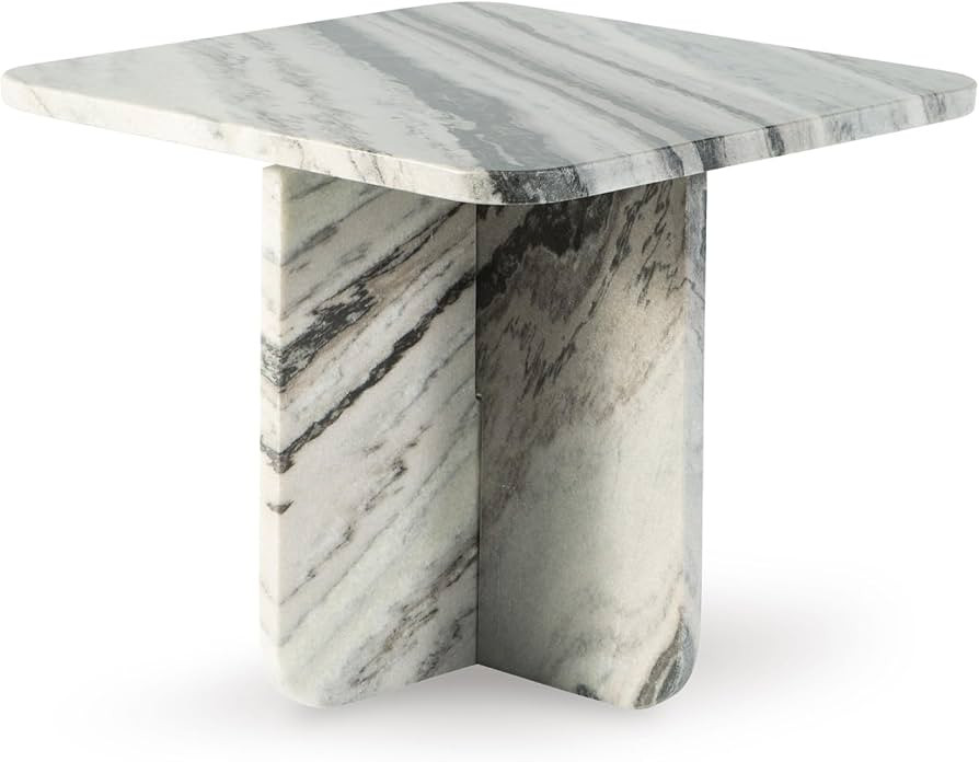 Signature Design by Ashley Baretton Contemporary Marble Accent Coffee Table with Cross Pedestal B... | Amazon (US)