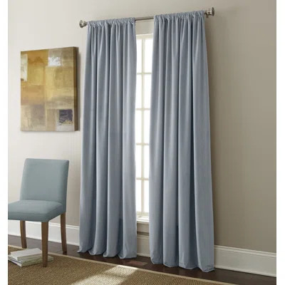 Sherry Kline Elite Velvet Window Solid Blackout Curtain Panels Curtain Colour: Blue | Wayfair North America