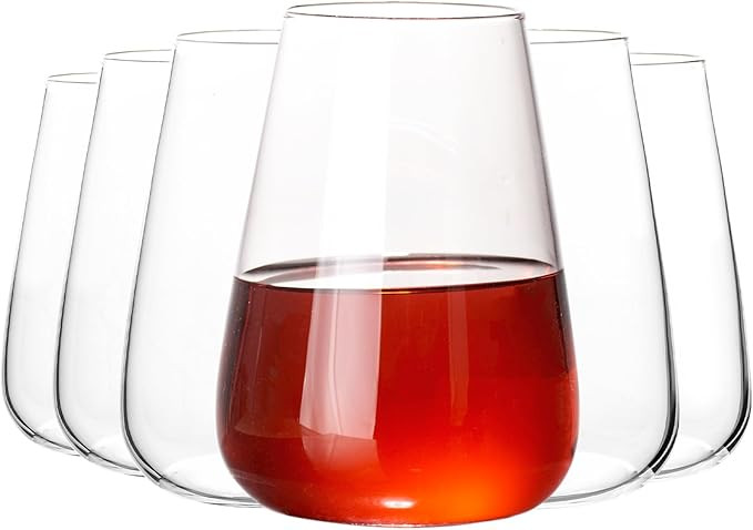 Stemless Wine Glass, 15 oz Premium Crystal Red White Wine Glasses Set of 6, Modern Hand Blown Dri... | Amazon (US)