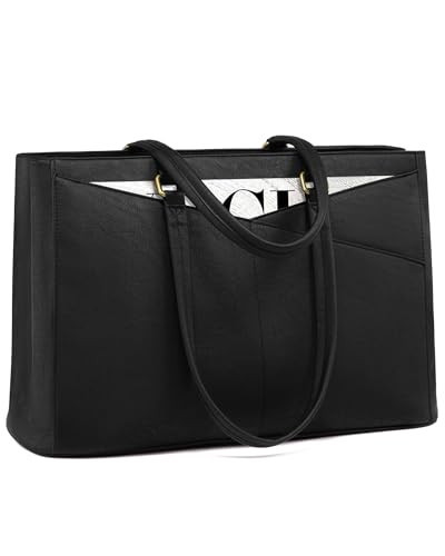 LOVEVOOK Laptop Bag for Women,15.6 Inch Laptop Tote Bag for Women,Vintage Leather Work Tote Bags Computer Teacher Bag,Waterproof Business Office Briefcase | Amazon (US)