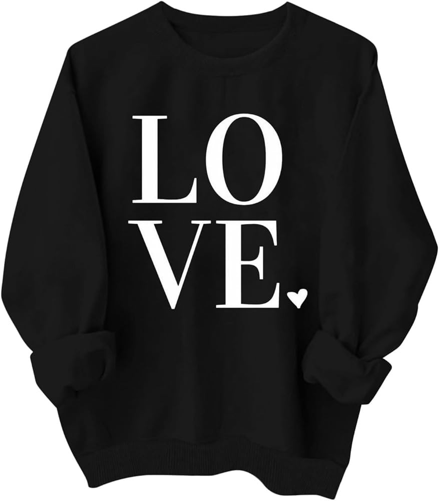 Valentine's Shirts for Women,Love Heart Long Sleeve Crewneck Pullover Top Trendy Oversized Sweats... | Amazon (US)