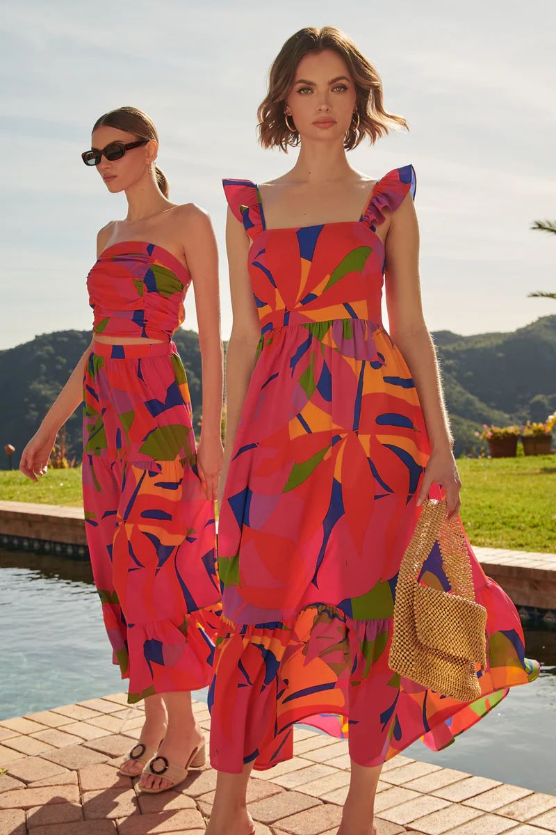 Soleil Abstract Portia Midi Dress | Sugarlips