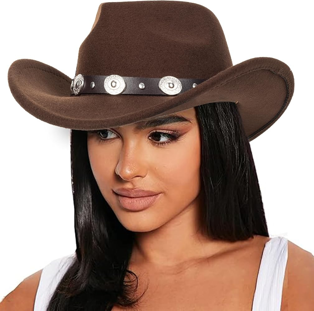 Western Outback Felt Cowboy Hat for Women Cowgirls Fedora Gus Hat Rodeo 22"-22.75" fit for M/L | Amazon (US)