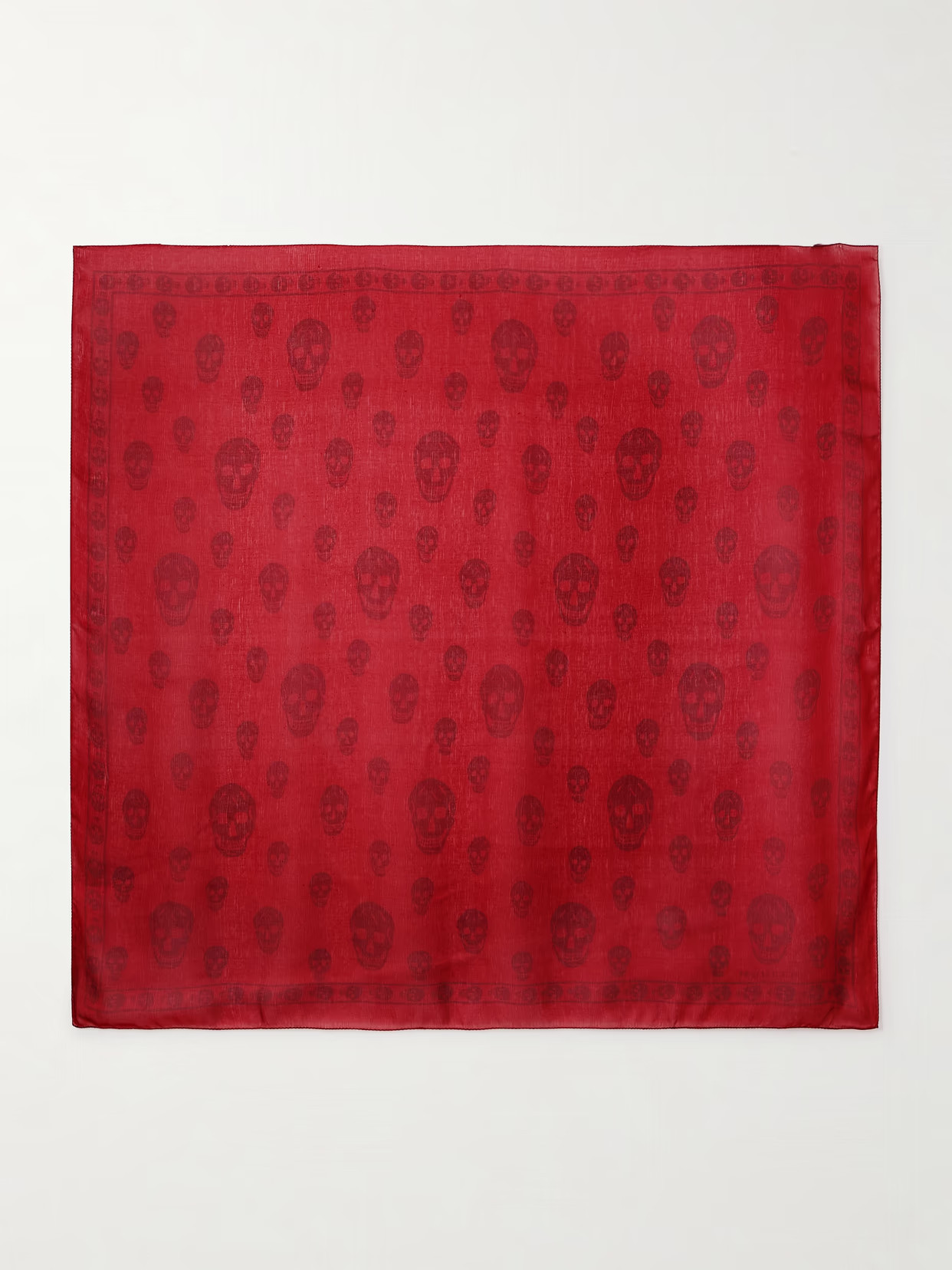 MCQUEEN - Printed Silk-chiffon Scarf - Red | NET-A-PORTER (UK & EU)