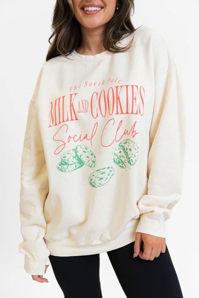 Milk and Cookies Cream Oversized Graphic Sweatshirt | Pink Lily