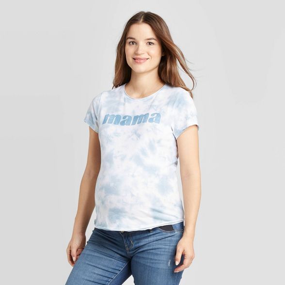 Maternity Short Sleeve Scoop Neck Tie-Dye Mama Graphic T-Shirt - Isabel Maternity by Ingrid & Isa... | Target