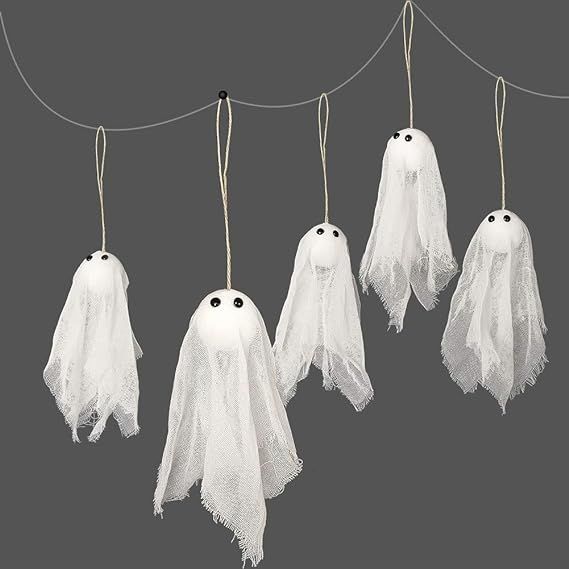 Decor365 Pack of 12 Small Hanging Ghost with White Creep Cloth and Black Eyes for Halloween Party... | Amazon (US)