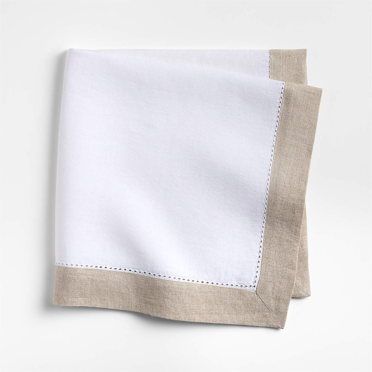 Marin Natural and Cream EUROPEAN FLAX -Certified Linen Napkins with Hemstitch, Set of 8 + Reviews... | Crate & Barrel