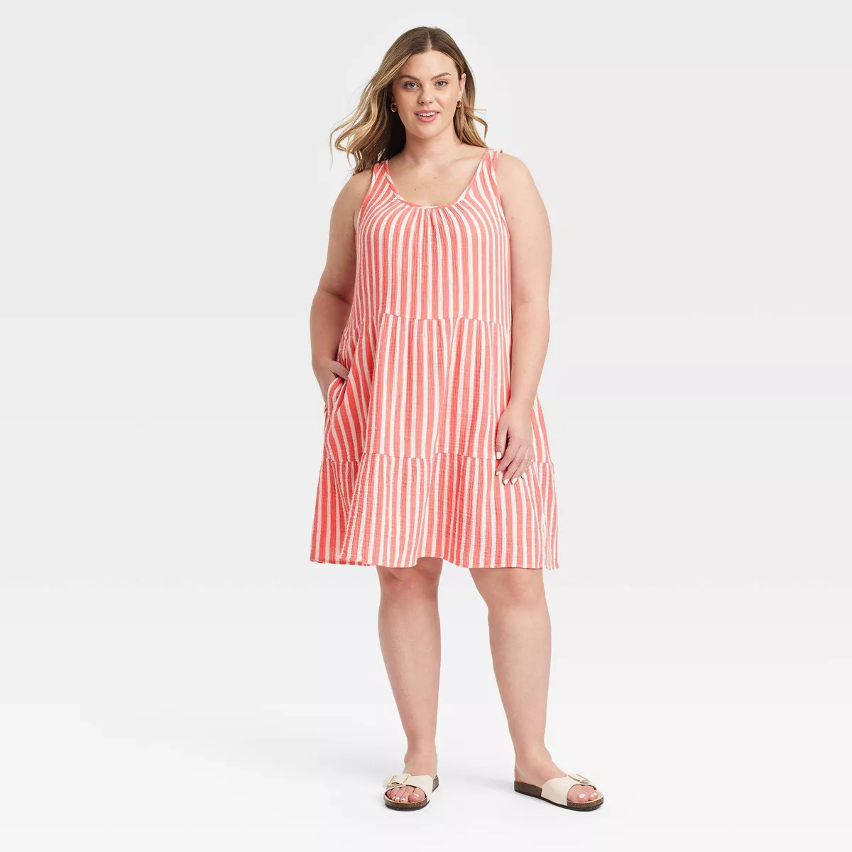 Women's Mini Sundress - Universal Thread™ Black 3X: Scoopneck, Sleeveless, Side Pocket | Target