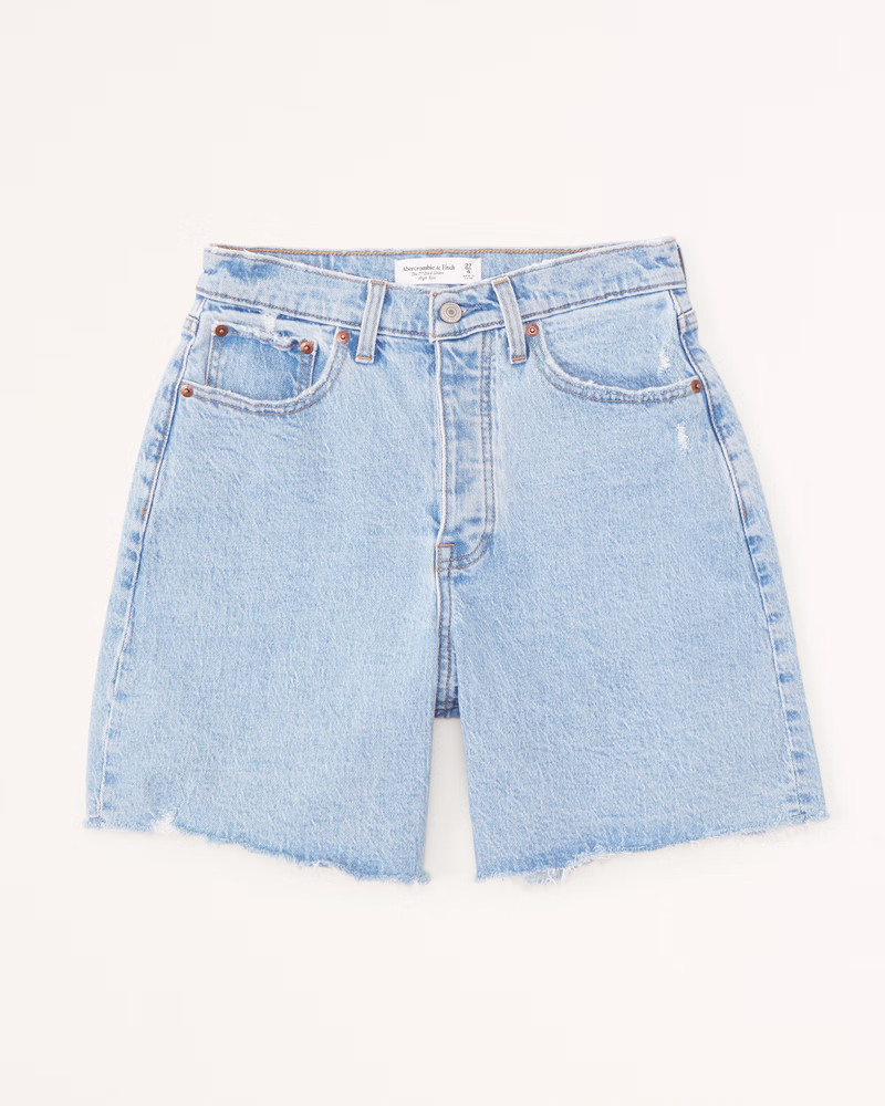Women's Curve Love High Rise 7 Inch Dad Shorts | Women's | Abercrombie.com | Abercrombie & Fitch (US)