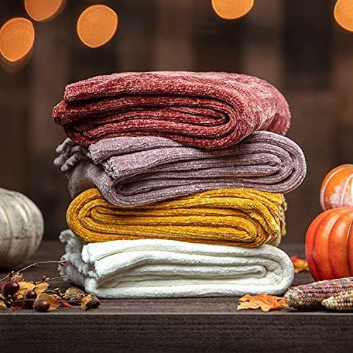 Chanasya Chenille Cream Knit Throw Blanket - Super Soft Sweature Textured Classy Subtle Shimmer D... | Amazon (US)