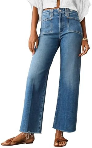 KUNMI Jeans for Women Wide Leg Baggy High Waist Boyfriends Straight Leg Stretchy Denim Pants Tren... | Amazon (US)