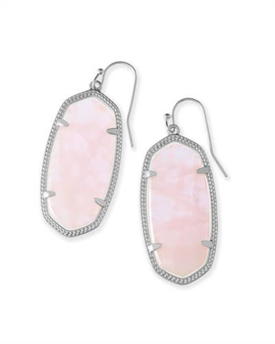 Elle Silver Drop Earrings in Rose Quartz | Kendra Scott