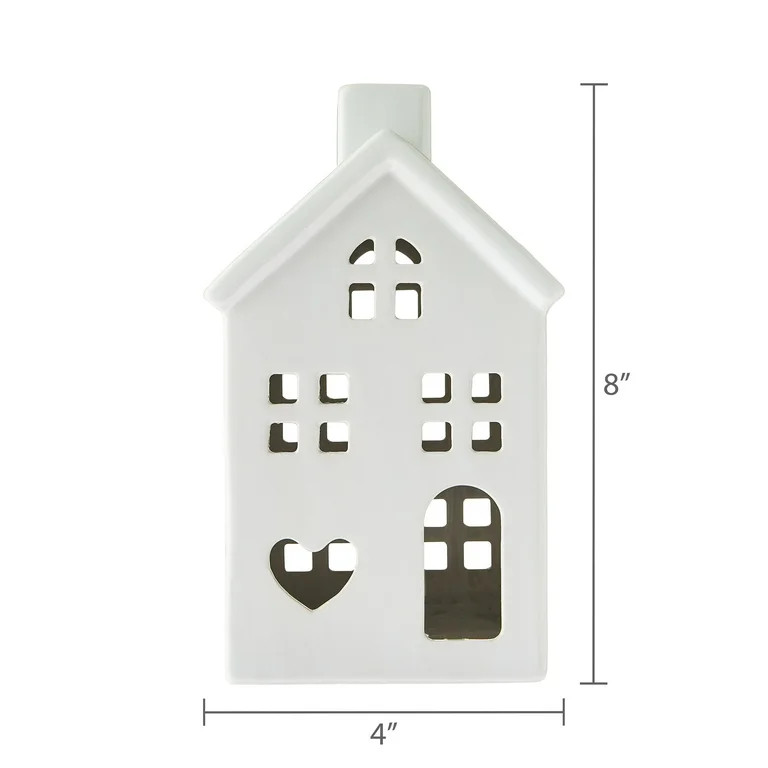 Ceramic House Tabletop Decoration, White, 8", Valentine's Day by Way To Celebrate | Walmart (US)