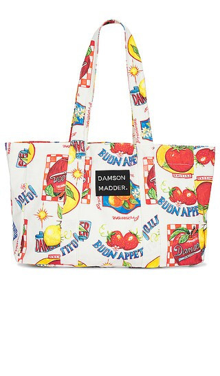 Damson Madder Bon Appetito Tote Bag in White. | Revolve Clothing (Global)