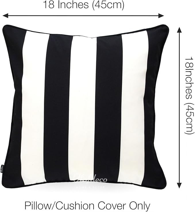 Hofdeco Decorative Throw Pillow Cover ONLY Indoor Outdoor Water Resistant Canvas Modern Black Str... | Amazon (US)