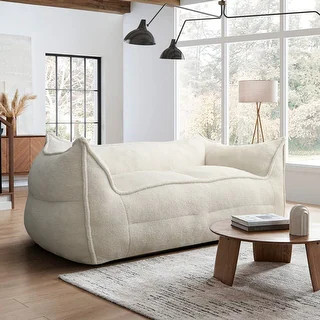 2 Seater Bean Bag Sofa Loveseat Teddy Faux Fabric Fabric Lazy Sofa Bean Bag Chair - Bed Bath & Be... | Bed Bath & Beyond