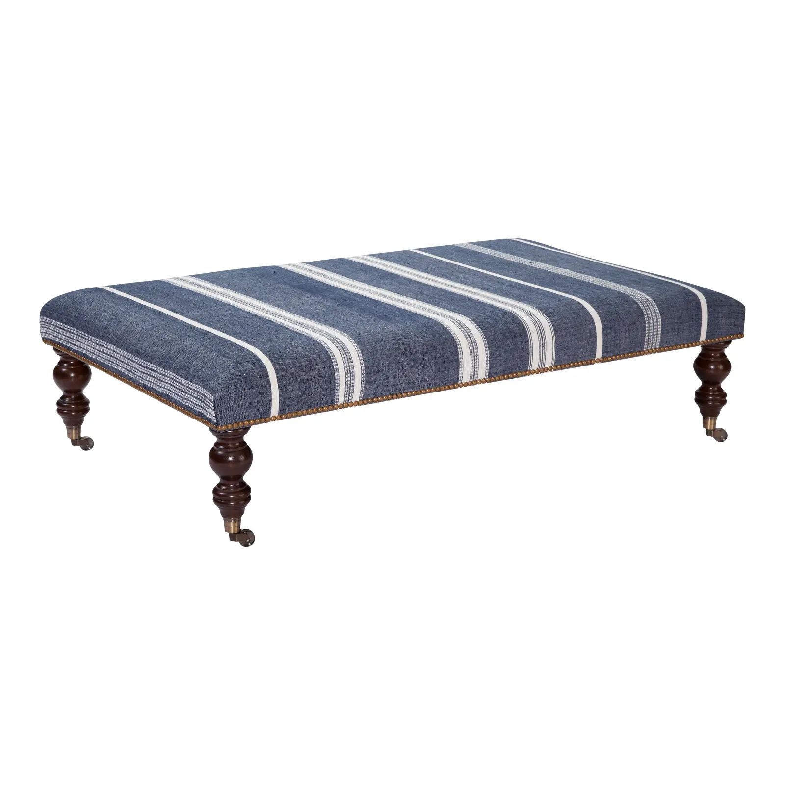 Buzios Ottoman in Aiden Navy with Natural | Chairish