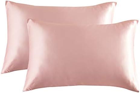 Bedsure Satin Pillowcase for Hair and Skin Queen -Coral Silk Pillowcase 2 Pack 20x30 inches - Sat... | Amazon (US)