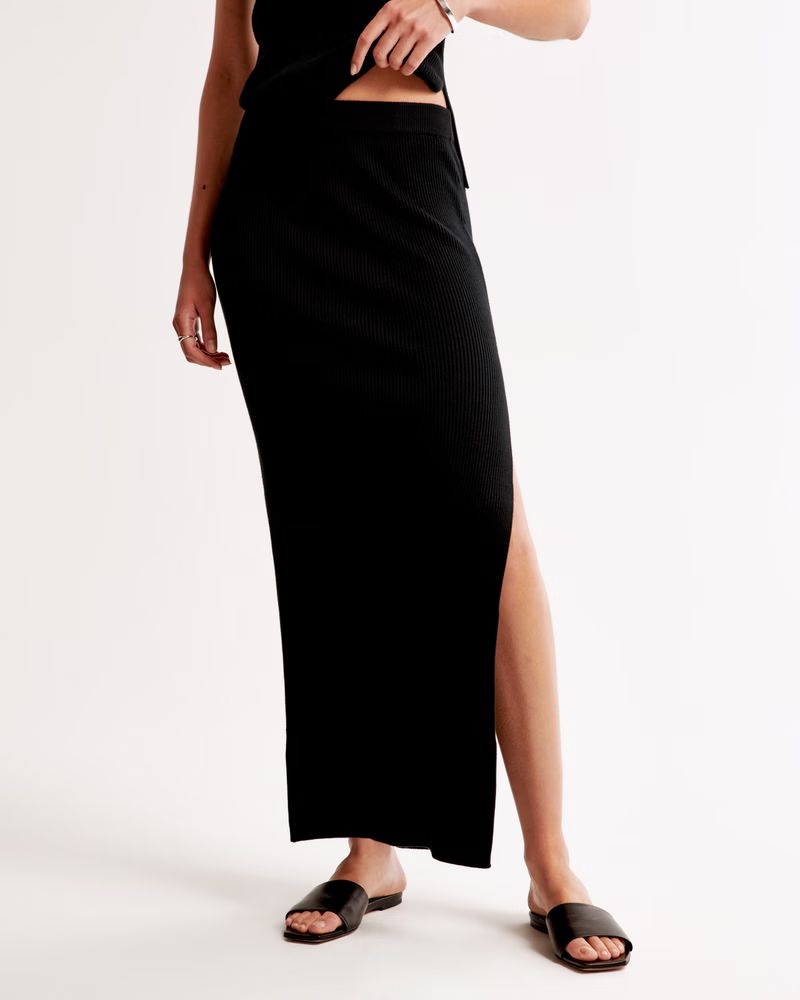 Sweater Maxi Skirt | Black Maxi Skirt | Black Skirt Outfit | Long Black Skirt | Abercrombie & Fitch (US)