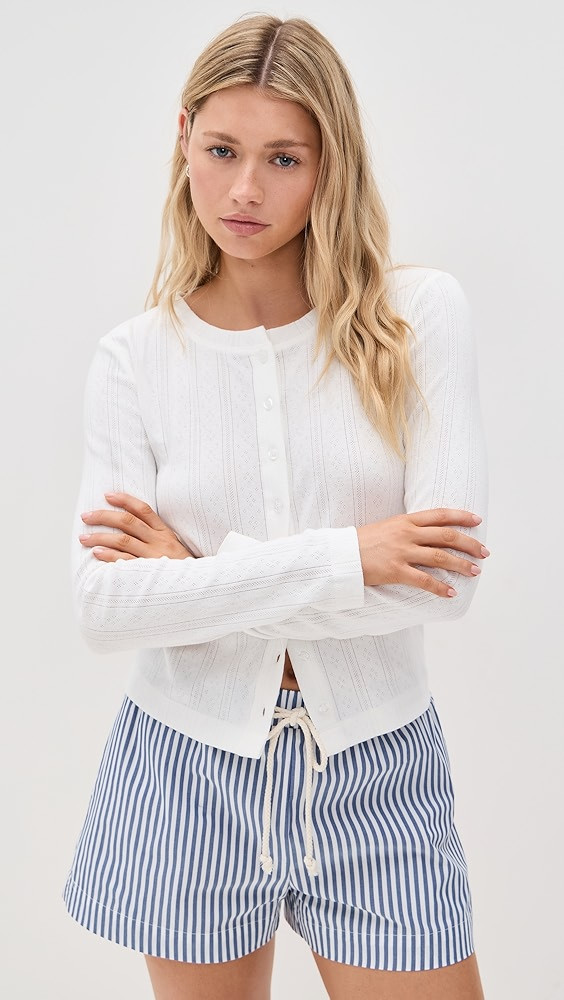 Lila Pointelle Long Sleeve Cardigan | Shopbop