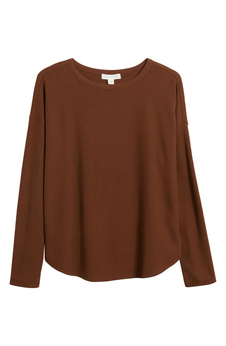 Oversize Organic Cotton Blend Thermal Knit Top | Nordstrom