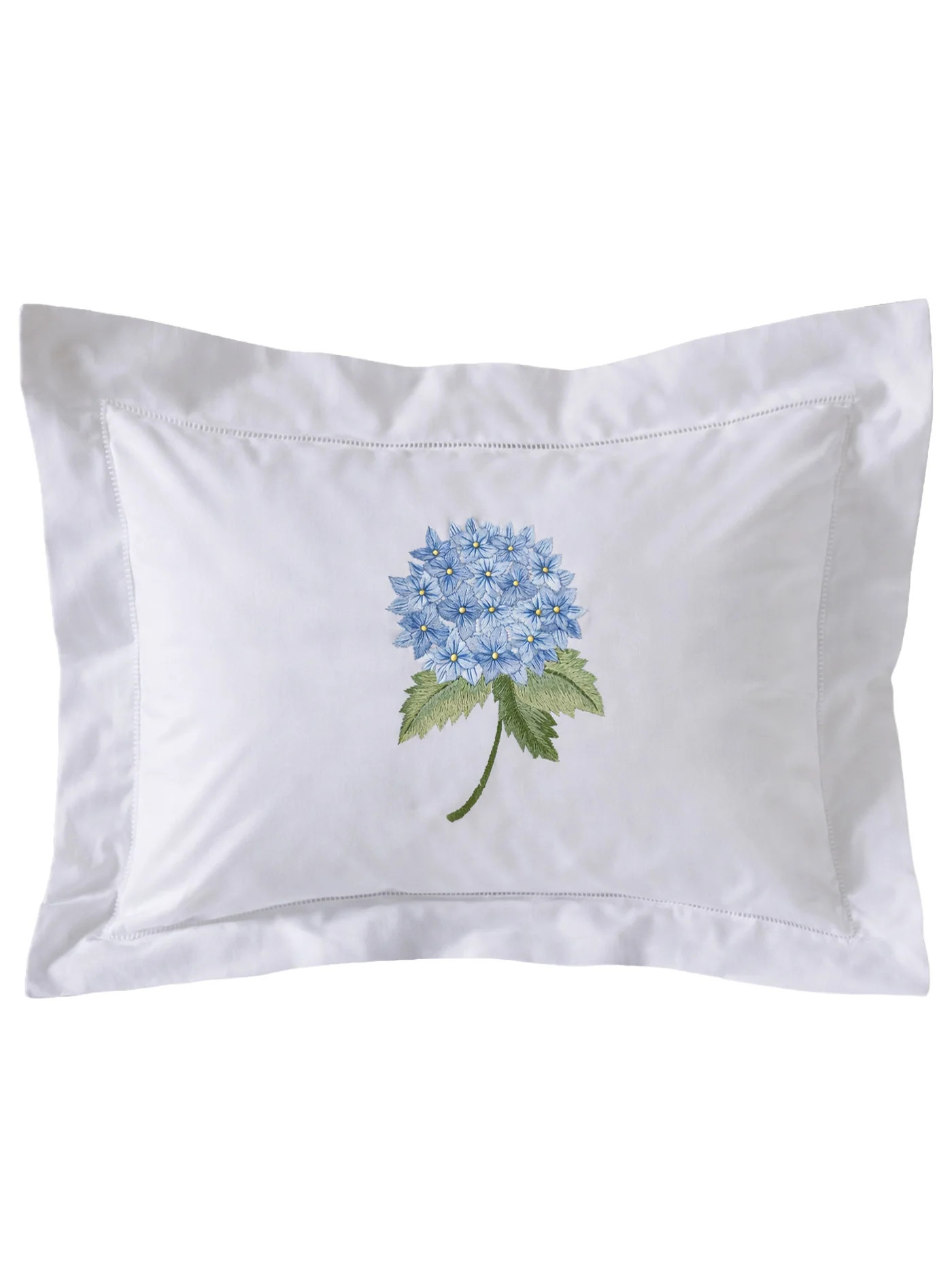 Boudoir Pillow Cover, Flange, Hand Embroidered with Hem Stitch | Jacaranda Living
