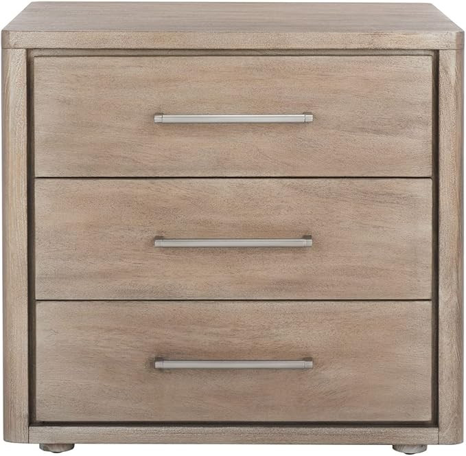 SAFAVIEH Couture Home Collection Rosey Light Brown 3-Drawer Wood Nightstand Table (Fully Assemble... | Amazon (US)