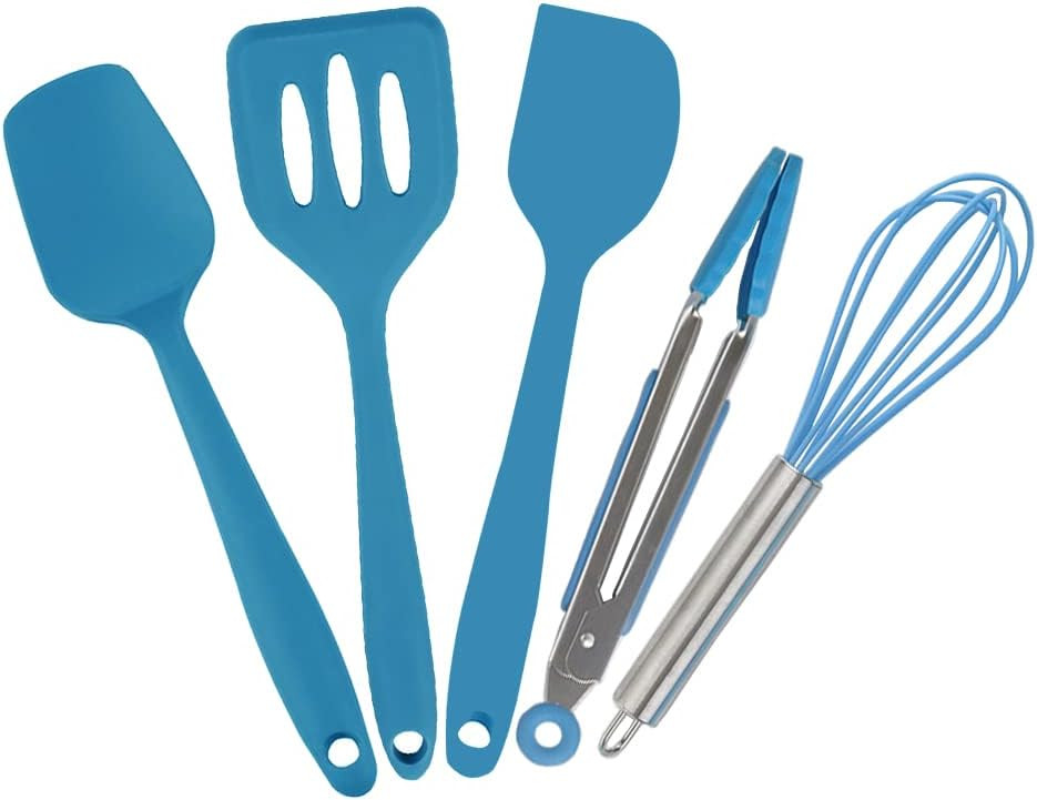 Mini Kitchen Utensil Set - Five-Piece Set, Tiny Silicone Kids Kitchen Tools - Whisk, Tongs, Spoon... | Amazon (US)