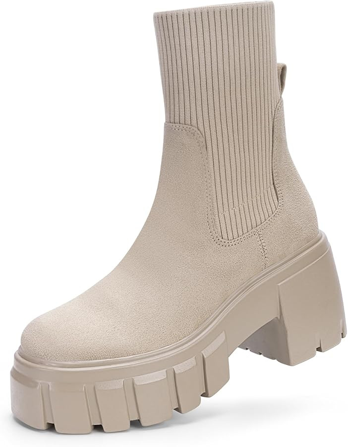 FITORY Women's Chelsea Platform Ankle Boots Lightweight Elastic Chunky Heel Lug Sole Trendy Booti... | Amazon (US)