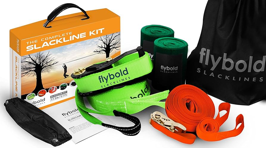 flybold Slackline Kit for Kids and Adults - 57 ft Balance Rope with Training Line, Tree Protector... | Amazon (US)