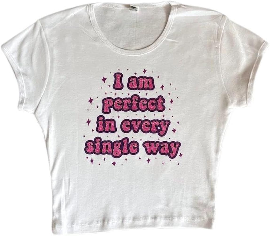 Baby Tees for Teen Girls Y2K Letter Print Crop Top Grunge Women T-Shirt | Amazon (US)