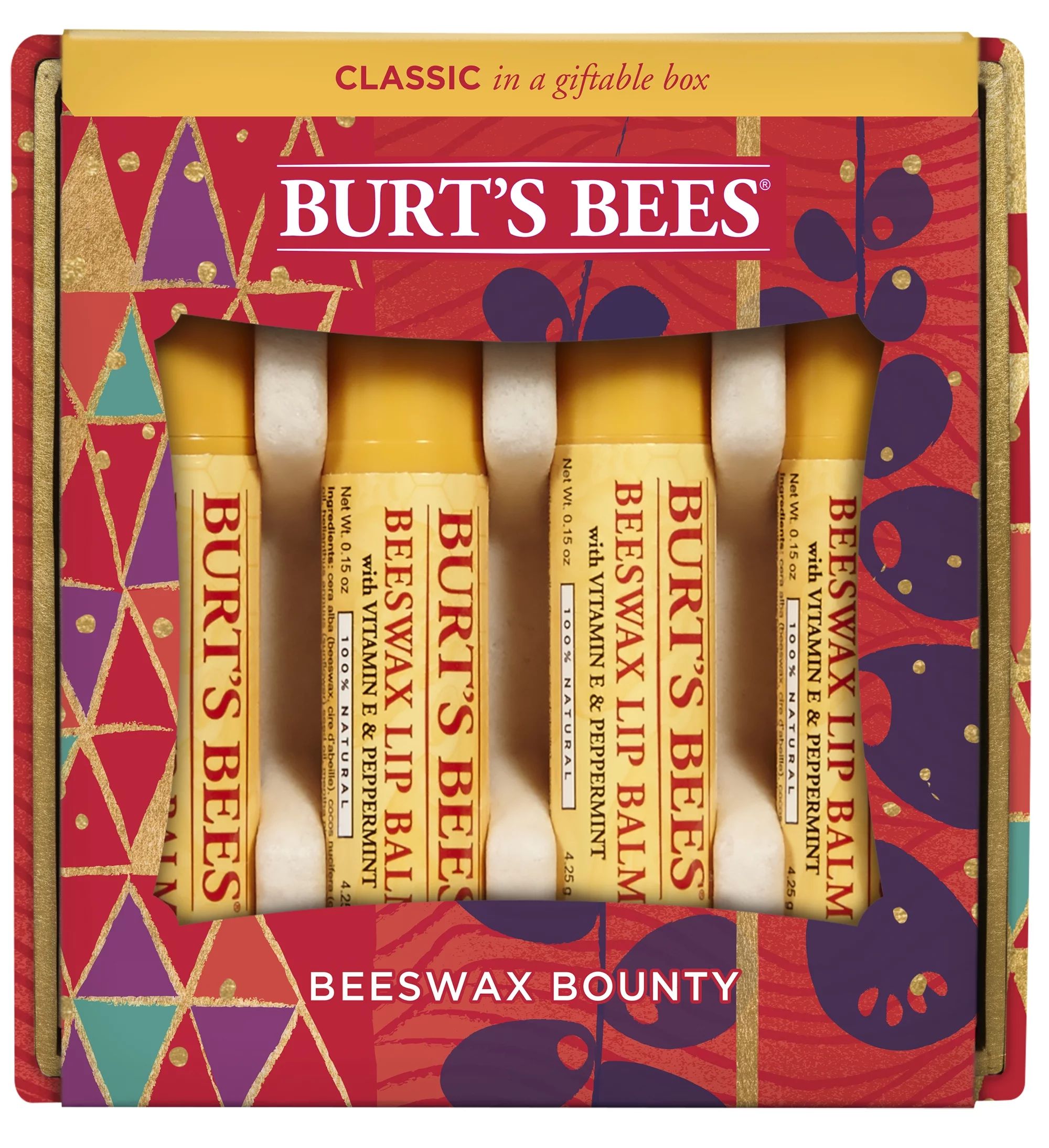 ($14 Value) Burt's Bees Beeswax Bounty Classic Lip Balm Holiday Gift Set, 4 Lip Balms - Original ... | Walmart (US)