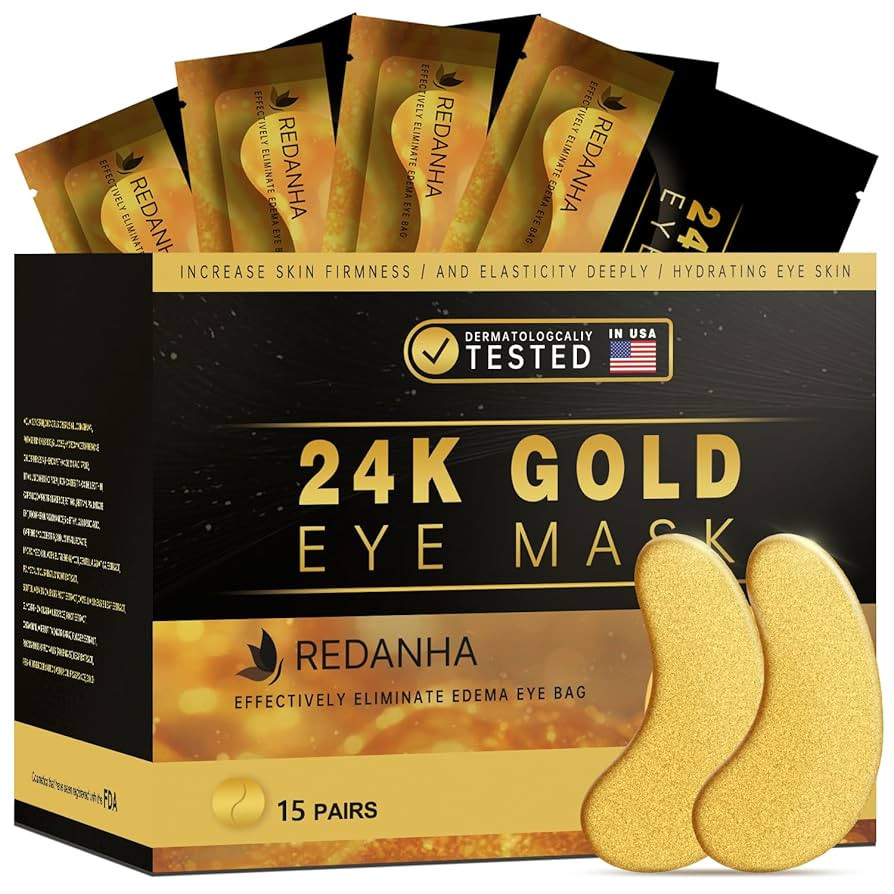 15 Pairs 24K Gold Under Eye Patches Face Masks Dark Circles Puffy Eye Bags Collagen Skincare Spa ... | Amazon (US)