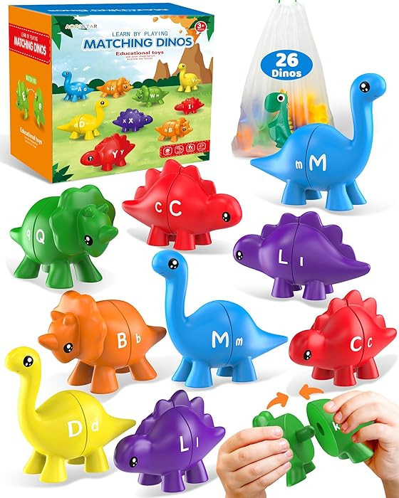 26PCS Dinosaur Alphabet Learning Toys for Toddlers Kids 3-5, Montessori Educational Toys Gifts fo... | Amazon (US)