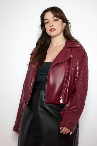 Plus Size Belted Zip-Up Moto Jacket | Forever 21 (US)