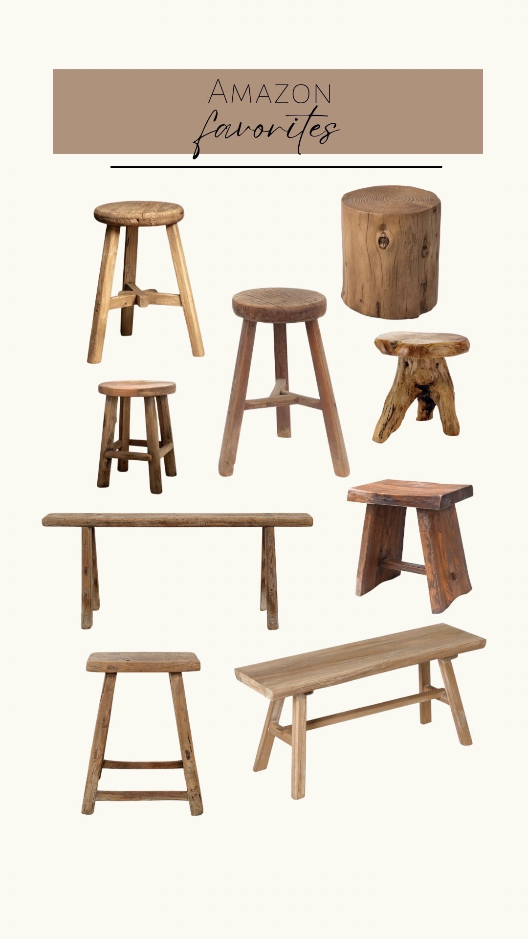 So many good rustic raw stools & benches 🫢 bought the top left one for the living room!

#LTKHome