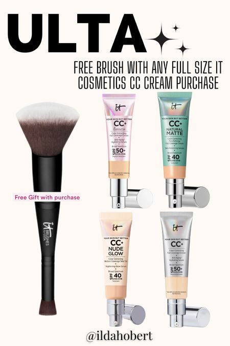 Ulta — free brush with any full size IT Cosmetics CC cream purchase💄💋

Beauty, makeup, foundation, it cosmetics, Ulta beauty sale

#LTKFindsUnder50 #LTKBeauty #LTKSaleAlert