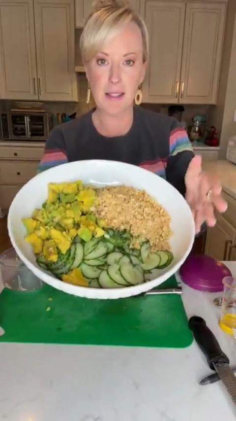 I’ve been making this Crispy Rice Cucumber Salad on repeat lately so I had to share it with all of you! 🍚 🥒🥗 I love it because it’s so easy to make, it’s full of texture and crunch, and the lemon tahini dressing takes it to the next level! You can even customize it by adding in your favorite protein depending on what you’re in the mood for 😋 Try out the recipe below - can’t wait to hear what you think of this dish! 

Crispy Rice Cucumber Salad with Lemon Tahini Dressing  Makes 4 large servings  Ingredients for the Crispy Rice:
2 cups cooked rice, cooled (I used Instant Rice but can use jasmine rice, brown rice, etc.)
2 tsp soy sauce
2 tsp chili crisp/crunch (feel free to pair down or leave out depending on your preferred spice level!)
1 tbsp sesame oil

Ingredients for the Salad:
1 English cucumber, thinly sliced
1 cup edamame
1 cup green onions, chopped
1/2 cup fresh mint, chopped
1 avocado, chopped
1 cup salted peanuts, finely chopped

Ingredients for the Lemon Tahini Dressing:
1/2 cup olive oil
1/3 cup lemon juice (2 lemons) + zest of both lemons 3 tbsp tahini
1 1/2 tb maple syrup 
2 cloves garlic, mashed
1 tsp cumin
 Directions
1. First prepare the crispy rice topping. Preheat oven to 400F. Line a baking sheet with parchment paper. Add rice to the baking sheet (should be both cooked and cooled).  2. Toss well with the soy sauce, chili crisp and sesame oil.  3. Bake for 50 minutes, tossing half way through.  4. Remove from the oven once the rice is crispy and set aside.  5. Next, chop all of the ingredients for the salad and add to a large bowl.  6. Then make the dressing by whisking together all of the ingredients. Taste and adjust seasonings as needed.  7. Pour dressing over the salad. Add the crispy rice last, toss and enjoy!

#LTKSeasonal #LTKfoodie #LTKHome