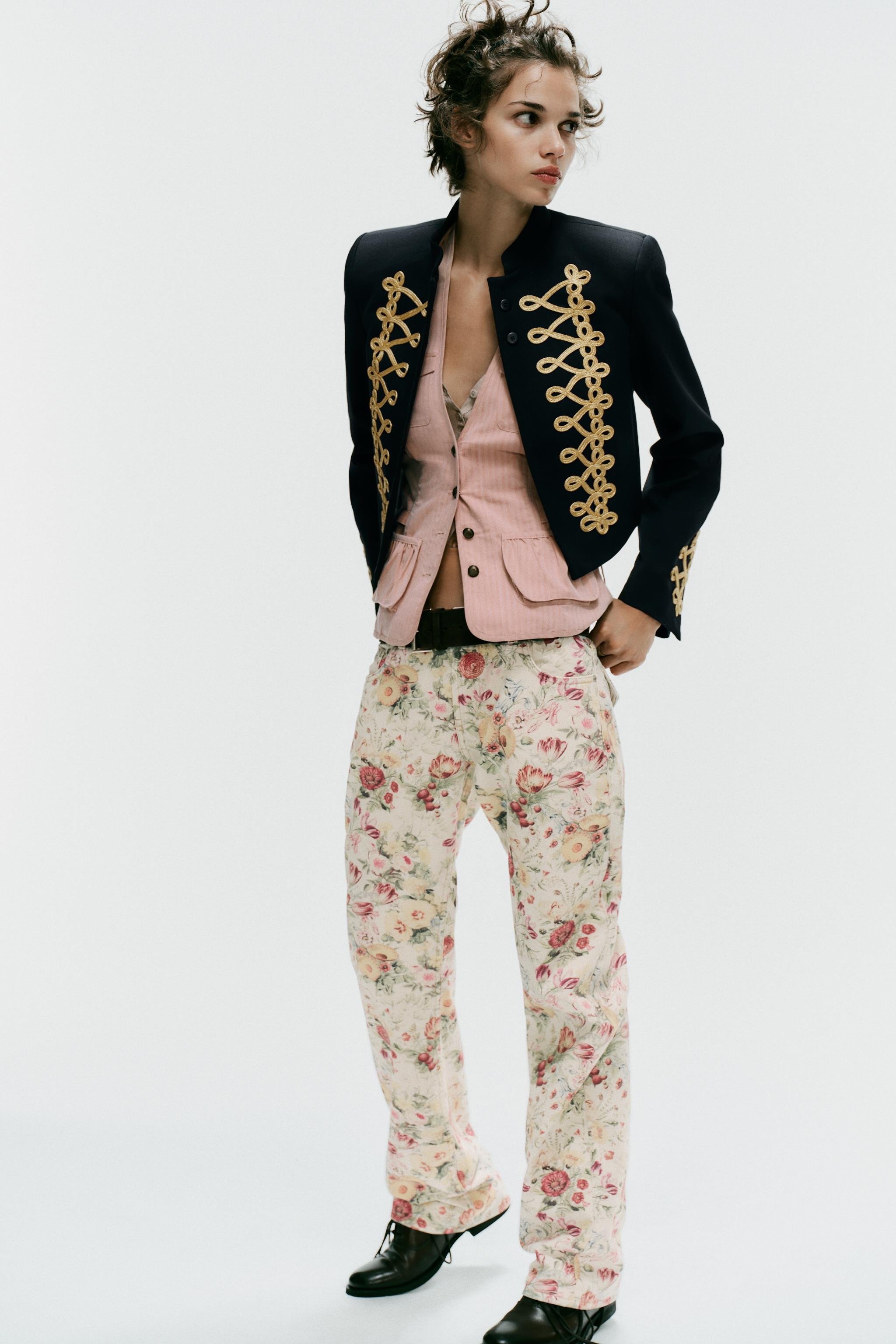 MID-RISE - STRAIGHT. Mid-rise printed jeans with belt loops. Features front welt pockets and back... | Zara US