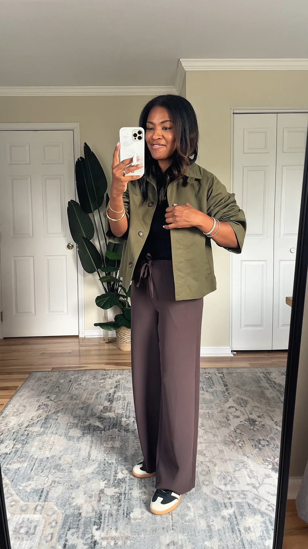 Wearing a small in jacket and bodysuit. XS in pants. Size down 1/2 in the shoes

#LTKootd #LTKgrwm #LTKOver40