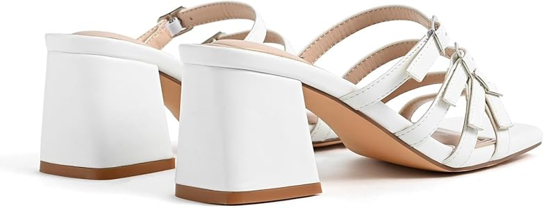 Women's Square Toe Sandals with Adjustable Multi-Strap - Slip On Mule Chunky Block Heel Summer Ca... | Amazon (US)