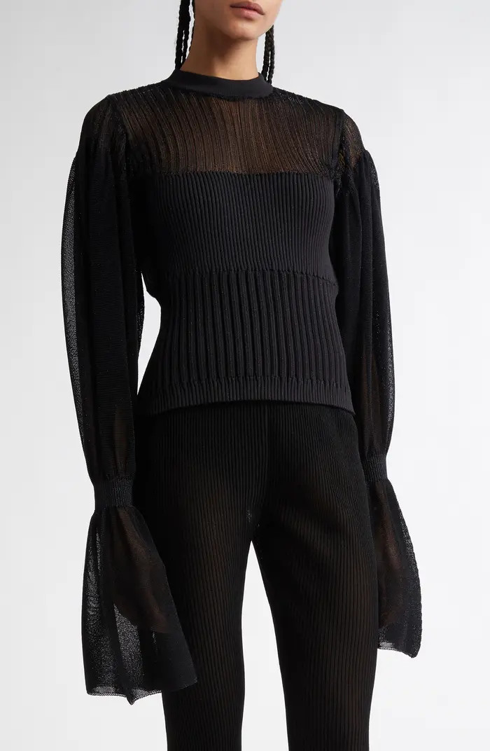 CFCL Lucent Marie Glitter Fluted Sleeve Knit Top | Nordstrom | Nordstrom