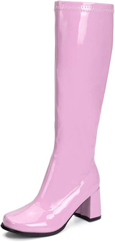 Women's Go Go Boots Over The Knee Block Heel Zipper Boot | Amazon (US)
