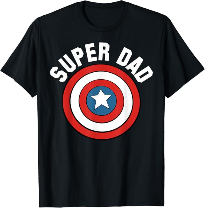 Marvel Father's Day Super Dad Captain America Shield T-Shirt | Amazon (US)