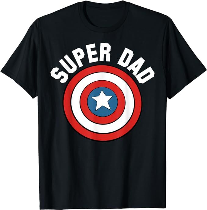 Marvel Father's Day Super Dad Captain America Shield T-Shirt | Amazon (US)