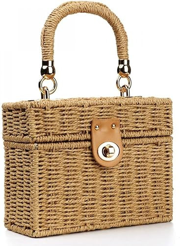 Women Rattan Bag Hand-Woven Rattan Crossbody Bag Straw Woven Bag with Leather Strap Summer Retro ... | Amazon (US)