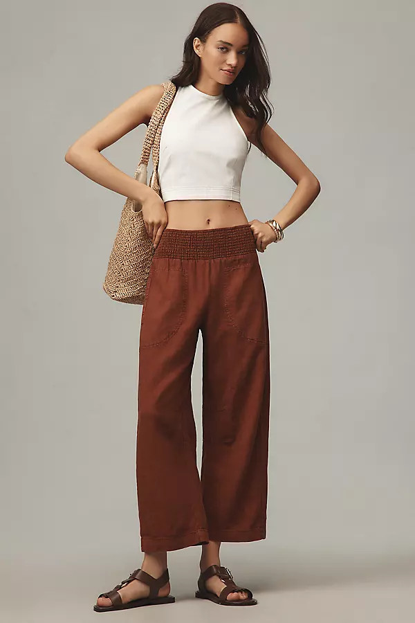 The Reese Linen Blend Pull-On Barrel Pants by Pilcro | Anthropologie (US)