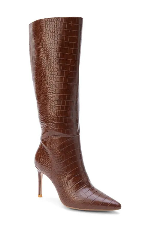 Coconuts by Matisse Alina Reptile Embossed Knee High Stiletto Boot in Brown at Nordstrom, Size 9 | Nordstrom